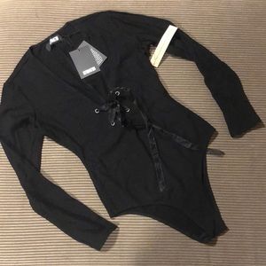 Reformation Dimmick Bodysuit, Black, size M, NWT